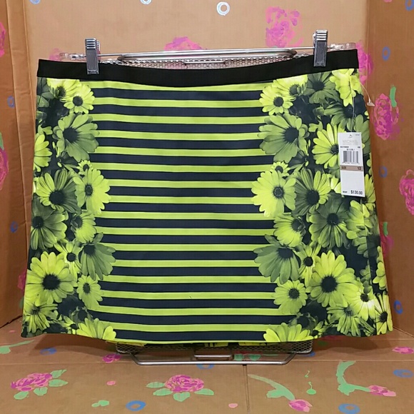NEW Michael Kors Kiwi Floral Striped Skirt 12 - Picture 2 of 9